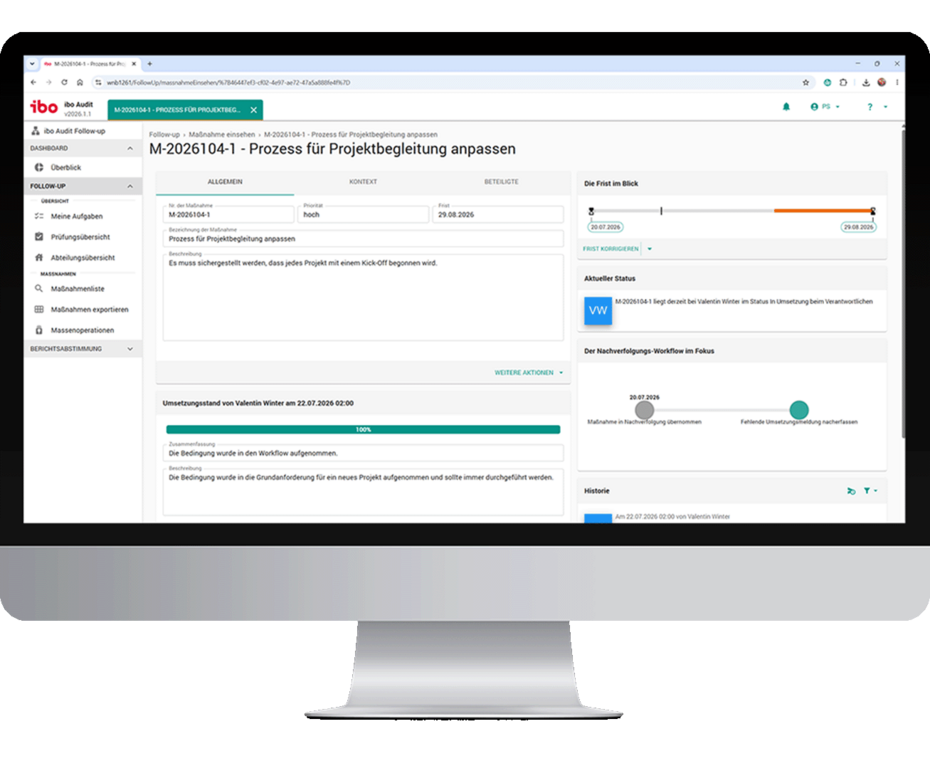 Beteiligte und Verantwortlichkeiten zu jeder Maßnahme transparent im Blick mit ibo Audit Follow-up Beteiligte und Verantwortlichkeiten zu jeder Maßnahme transparent im Blick mit ibo Audit Follow-up