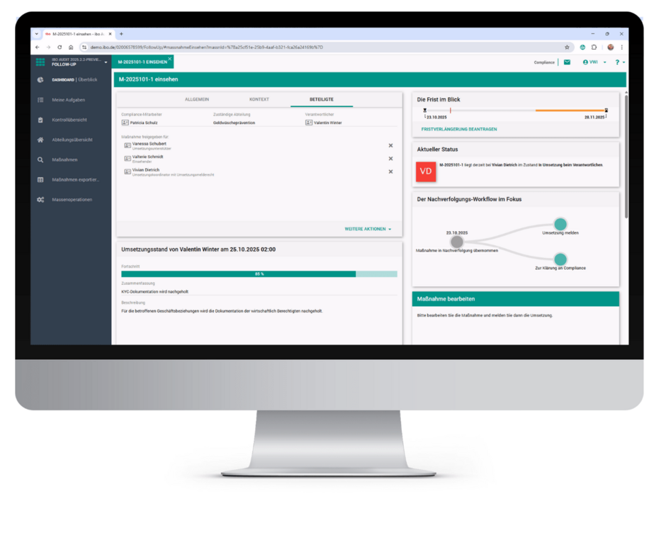 Beteiligte und Verantwortlichkeiten zu jeder Maßnahme transparent im Blick mit ibo Audit Follow-up