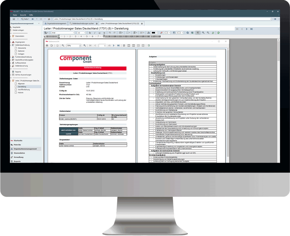 ibo Aufbau-Manager Screenshot Stellenbeschreibung