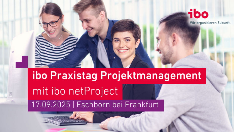 Banner für den ibo Praxistag Projektmanagement mit ibo netProject am 17.09.2025 in Eschborn bei Frankfurt 