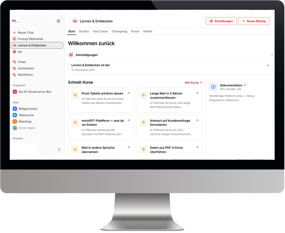 iboGPT Screen Lernkurse und RAG