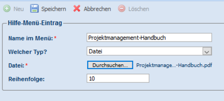 Hilfe Menü in ibo netProject Screenshot